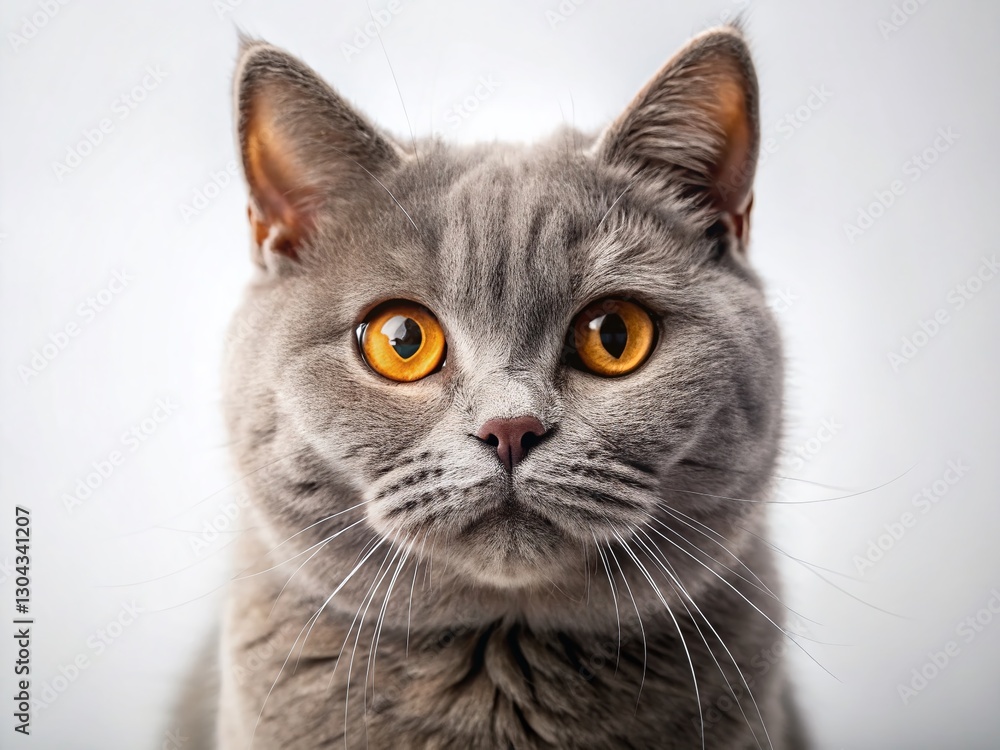 Adorable British Shorthair Kitten Close-Up Macro Photography Isolated on White Adorable British Shorthair Kitten Close-Up Macro Photography Isolated on White