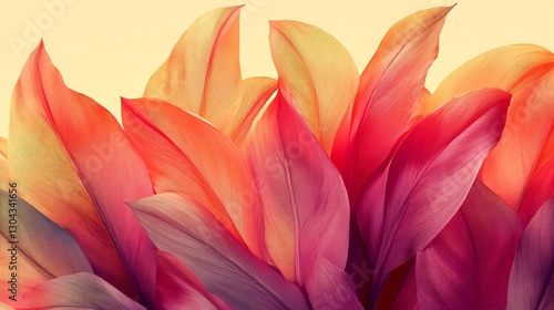 Wallpaper Mural Warm-toned leaves elegantly arranged create a vibrant summer aesthetic. AI Generated Torontodigital.ca