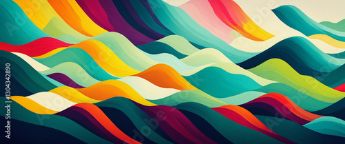 colorful abstract waves flo...