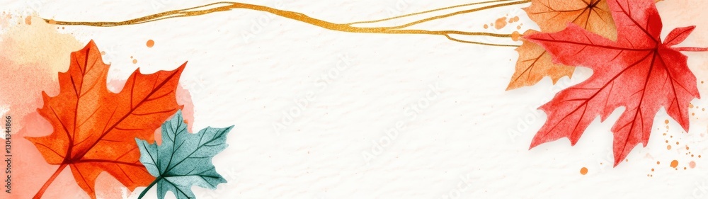Vibrant Autumn Leaves with Gentle Watercolor Background and Artistic Touches in Warm Tones Vibrant Autumn Leaves with Gentle Watercolor Background and Artistic Touches in Warm Tones