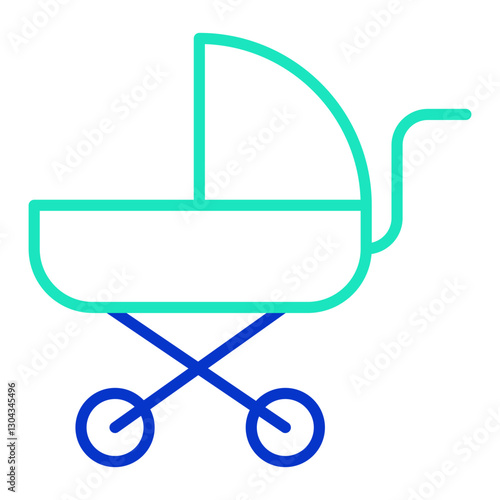 stroller outline dual color icon