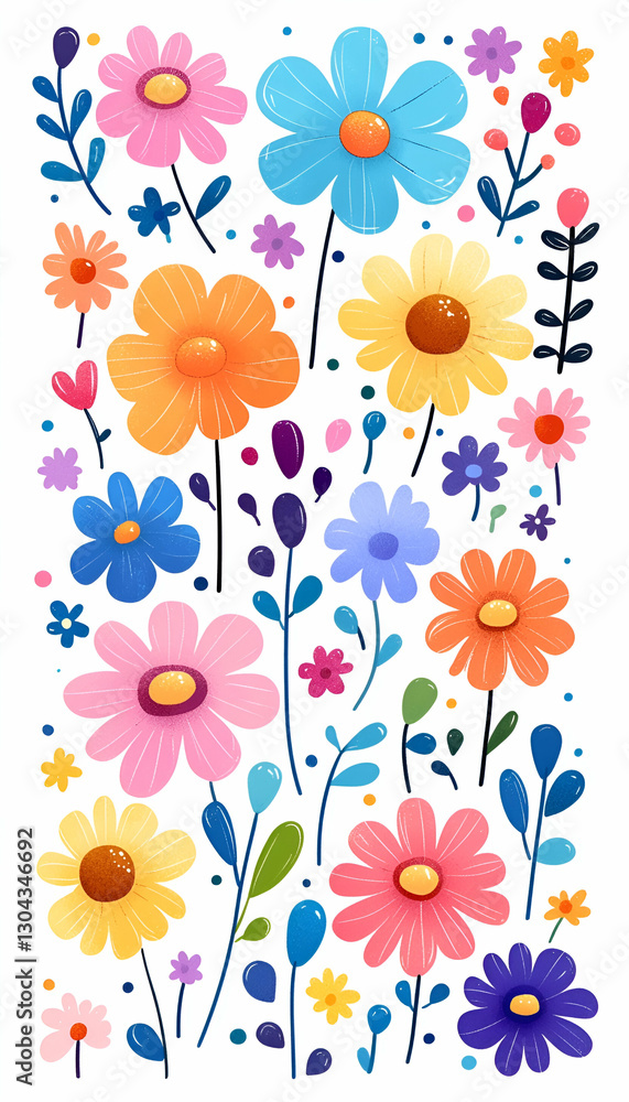 Obraz premium Colorful floral bouquet illustration on white background