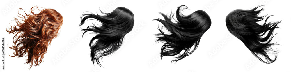 set of Curly hair swaying in the wind, loose hair floating in the wind, curly hair, loose curly hair flying in the wind, loose hair dancing with the wind, on a transparent backgrounds set of Curly hair swaying in the wind, loose hair floating in the wind, curly hair, loose curly hair flying in the wind, loose hair dancing with the wind, on a transparent backgrounds
