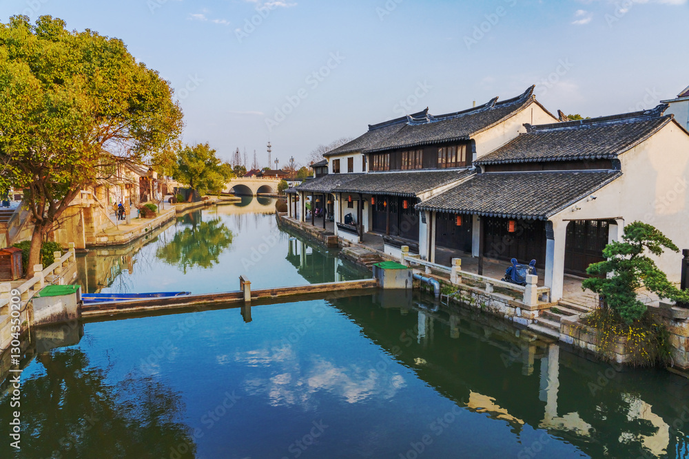 The Ancient Architecture, Bridges, and Tourism Landscape of Zhouzhuang Ancient Town in Suzhou, Jiangsu Province On April 18th, 2023 The Ancient Architecture, Bridges, and Tourism Landscape of Zhouzhuang Ancient Town in Suzhou, Jiangsu Province On April 18th, 2023