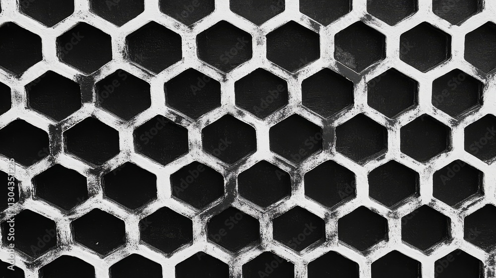 Fototapeta premium Black-and-white honeycomb hexagonal pattern 