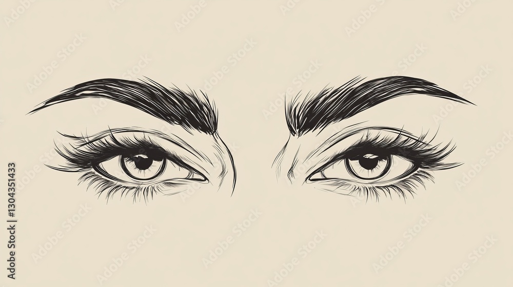 Fototapeta premium Brow bar logo with hand-drawn eyebrows.