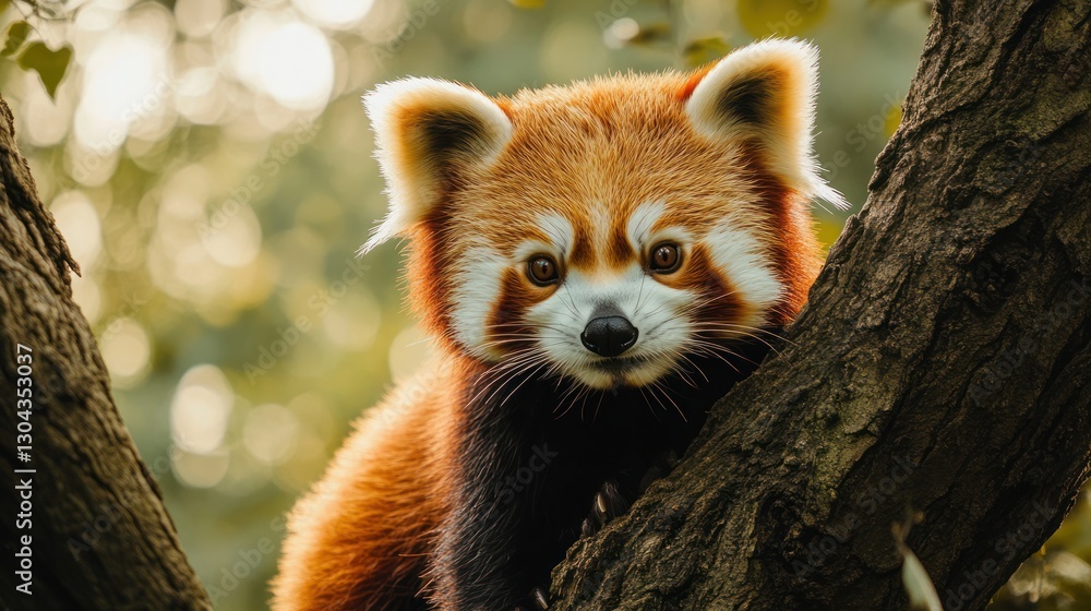 Fototapeta premium Adorable Red Panda in a Tree
