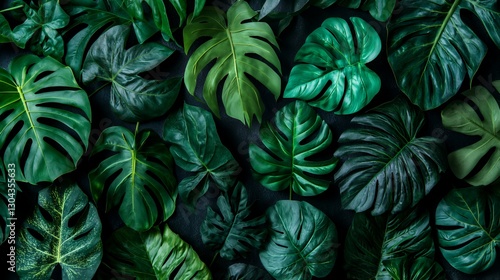 Wallpaper Mural Dark Green Tropical Leaves Background Texture Torontodigital.ca