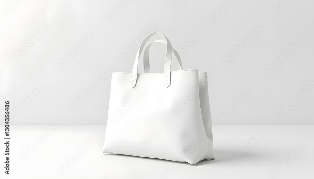 White leather handbag mockup on minimal background White leather handbag mockup on minimal background