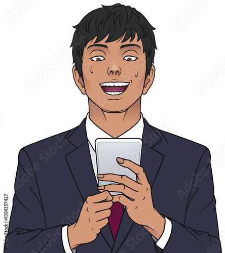 スマホを見て焦る男性　タイプD