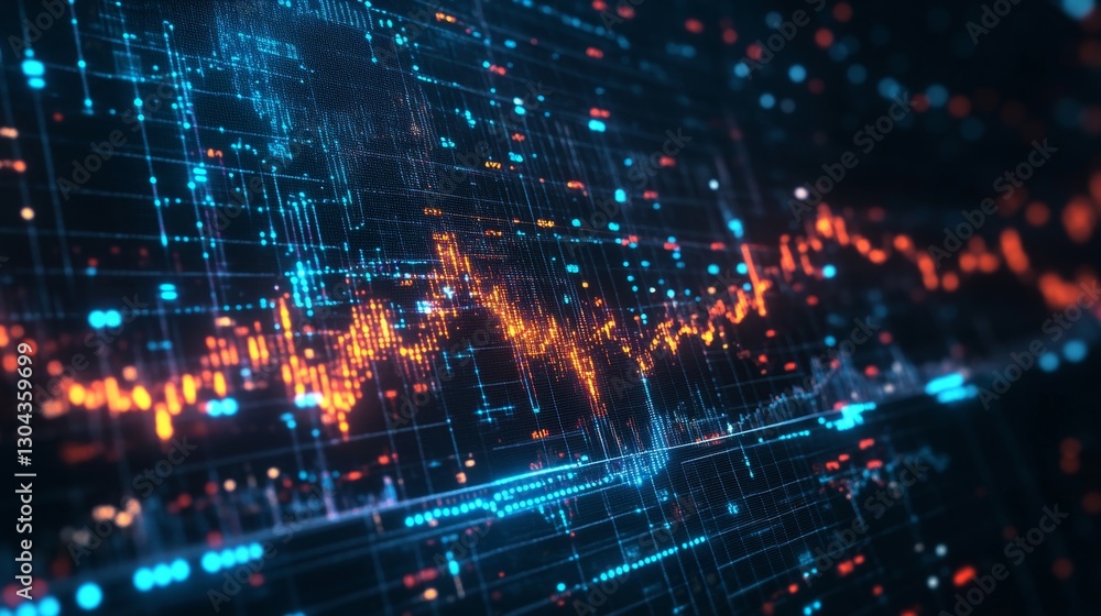 Naklejka premium Digital Dynamic Graphical Chart of Rise and Fall Data Trends