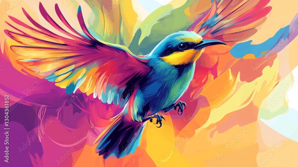Obraz premium Vibrant, colorful vector illustration of a bird. 