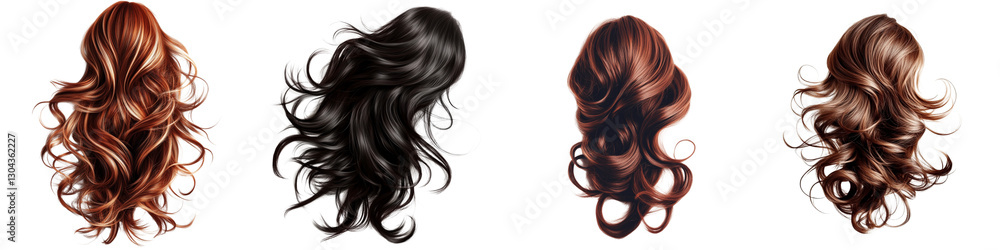 set of Curly hair swaying in the wind, loose hair floating in the wind, curly hair, loose curly hair flying in the wind, loose hair dancing with the wind, on a transparent backgrounds set of Curly hair swaying in the wind, loose hair floating in the wind, curly hair, loose curly hair flying in the wind, loose hair dancing with the wind, on a transparent backgrounds