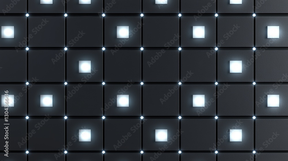 Fototapeta premium Seamless glowing holographic silver grid over a matte gunmetal texture, forming a futuristic industrial aesthetic