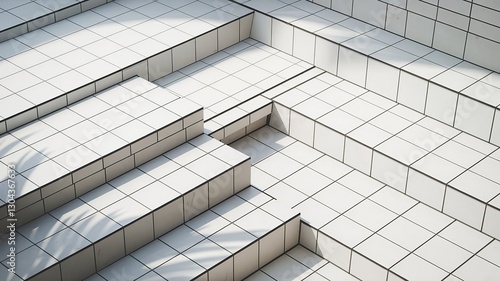 Sunlit Geometric Tile Composition in Urban Setting