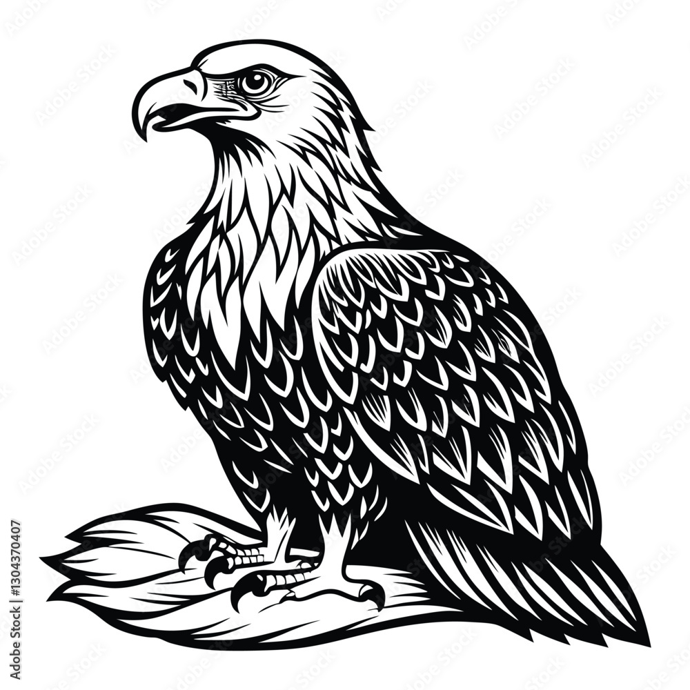 Fototapeta premium silhouette Eagle vector black and white 