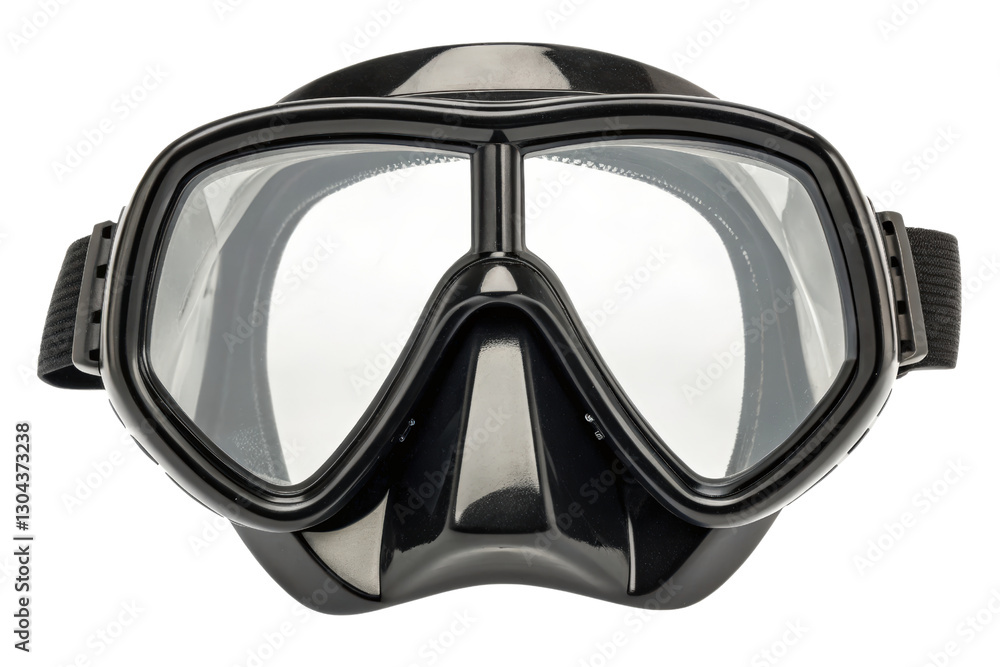 Black diving mask with clear lenses isolated with transparent background Black diving mask with clear lenses isolated with transparent background