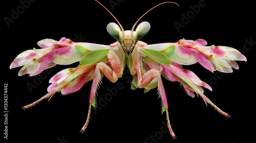 Flower Mantis, Close-up, Black Background