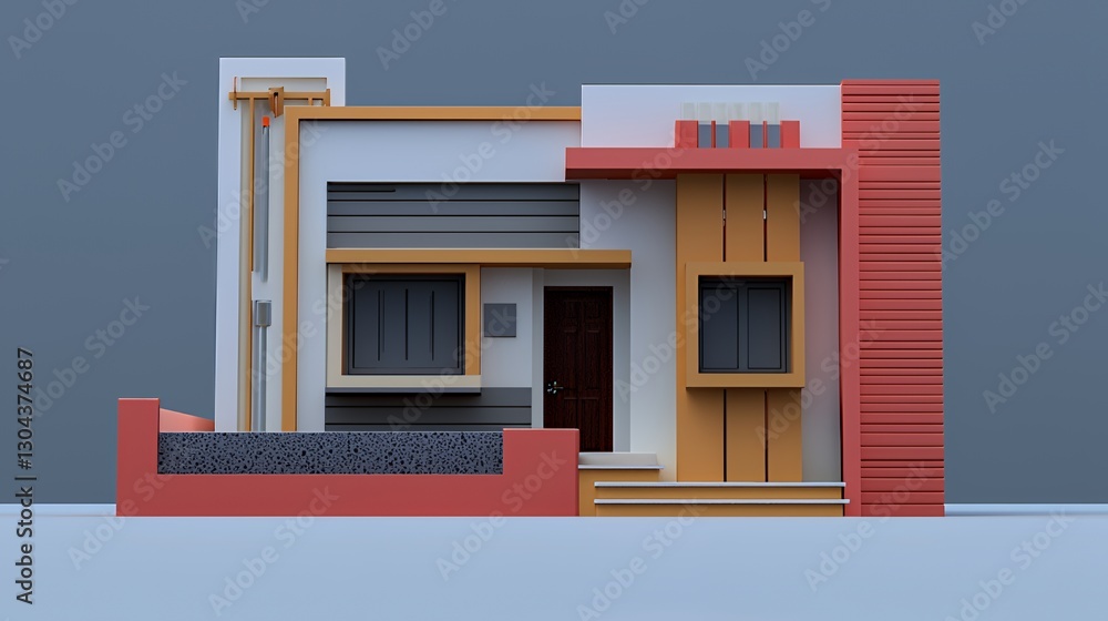 Naklejka premium Modern House Exterior 3D Rendering