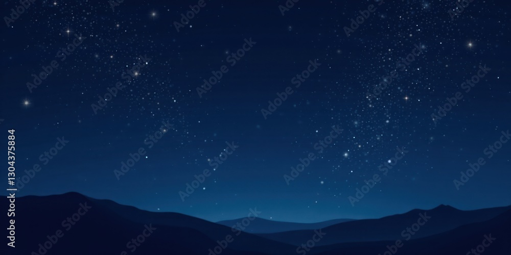Serene Night Sky Above a Silhouetted Mountain Range, Perfect for Tranquil Backgrounds or Peaceful Designs Serene Night Sky Above a Silhouetted Mountain Range, Perfect for Tranquil Backgrounds or Peaceful Designs