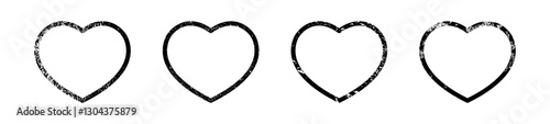 Set of grunge borders in heart form