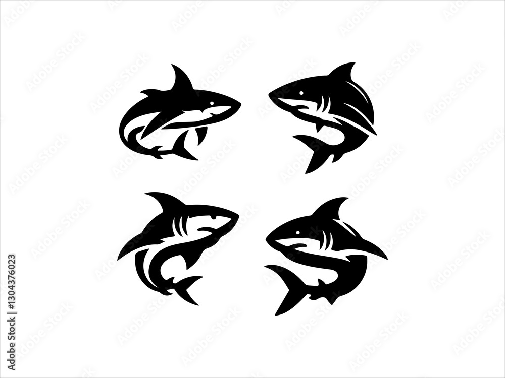 Fototapeta premium Shark logo design set with creative ai with white background .