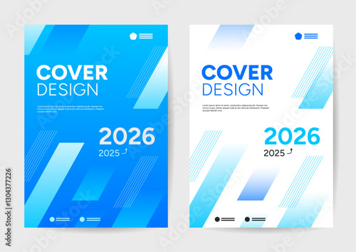 Modern Cover Design Templates for Business with Abstract Blue Geometric Patterns