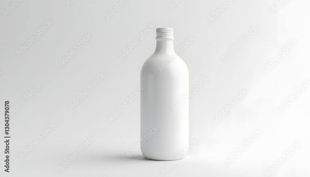 White beverage bottle mockup with screw cap White beverage bottle mockup with screw cap