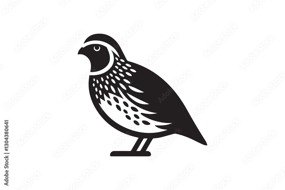 Fototapeta premium quail bird black color vector silhouette illustration isolated in white background