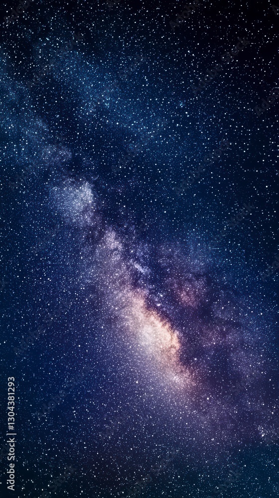 Obraz premium Celestial Canvas: The night sky unveils a breathtaking tapestry of stars and cosmic dust, showcasing the majestic Milky Way in all its glory.