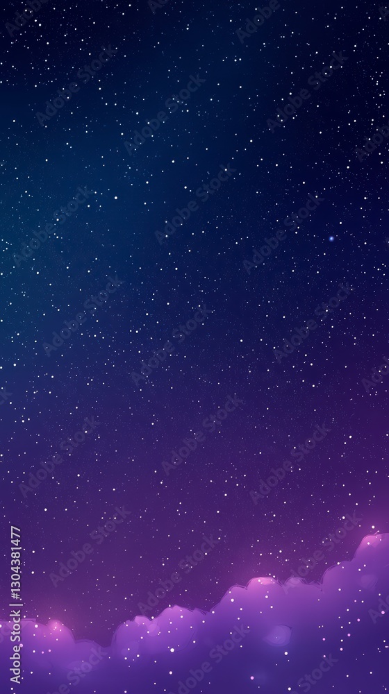Fototapeta premium Celestial Dreamscape: A mesmerizing panorama of a starlit sky above serene clouds, showcasing a captivating blend of cosmic beauty.