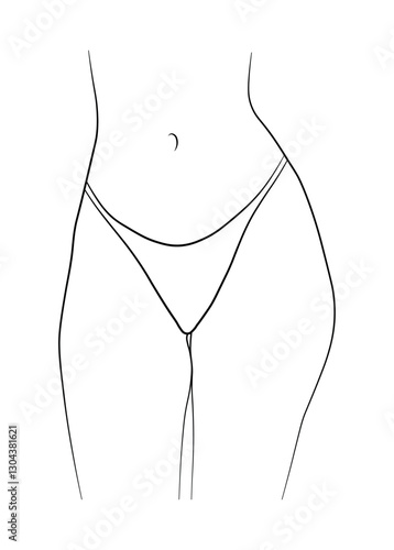woman butt panties swimsuit black and white drawing