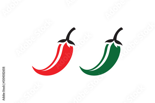 Red and green chili black color vector silhouette illustration isolated in white background
