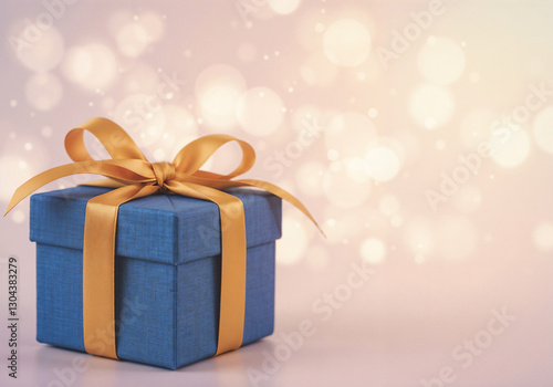 gift with bow on bokeh background . Generative AI