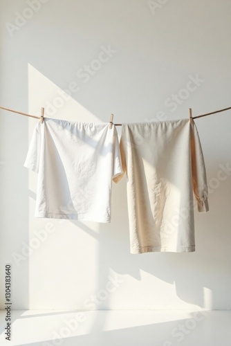 Wallpaper Mural Sunlit Cotton Apparel Drying on a Clothesline A Minimalist Image of Freshly Washed Garments Torontodigital.ca
