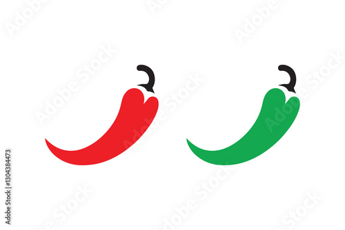 Red and green chili black color vector silhouette illustration isolated in white background