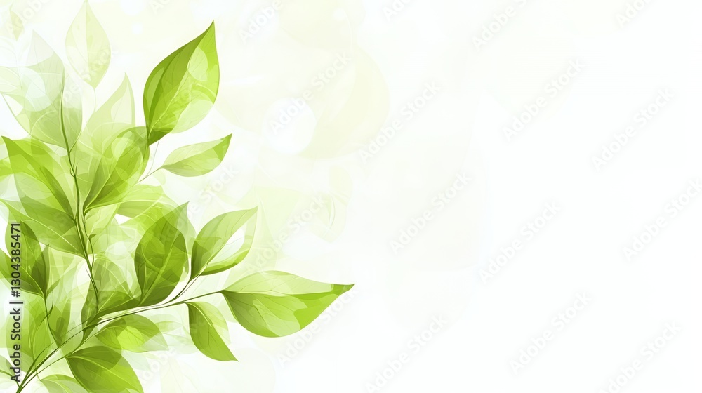 Watercolor Green Leaves Branch on White Background Watercolor Green Leaves Branch on White Background