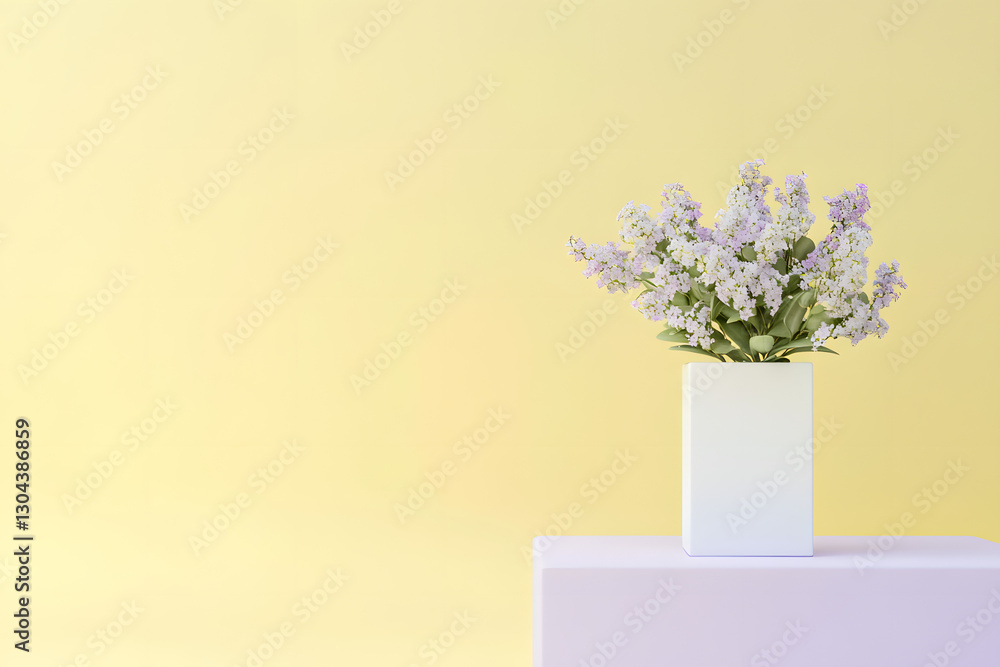 Fototapeta premium flowers in a vase on yellow background.