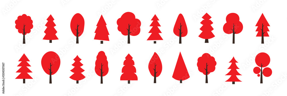 set colored tree icon set colored tree icon
