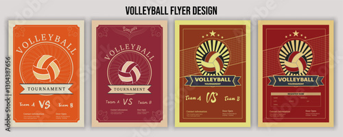 Volleyball Tournament Flyer Template  Championship Sports Event Poster Design Editable EPS for Game Night and Athletic Club Promotion  Perfect for Stock Market Uploads and Easy Customization.