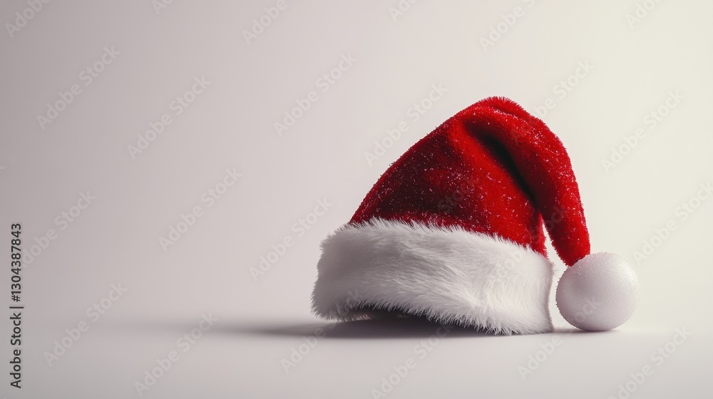 A festive red Santa hat, adorned with a white pompom and a bright red frosted ball, stands against a stark white backdrop, evoking the joy and warmth of Christmas. Its vibrant hues echo the vibrant A festive red Santa hat, adorned with a white pompom and a bright red frosted ball, stands against a stark white backdrop, evoking the joy and warmth of Christmas. Its vibrant hues echo the vibrant