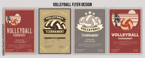 Volleyball Tournament Flyer Template  Championship Sports Event Poster Design Editable EPS for Game Night and Athletic Club Promotion  Perfect for Stock Market Uploads and Easy Customization.