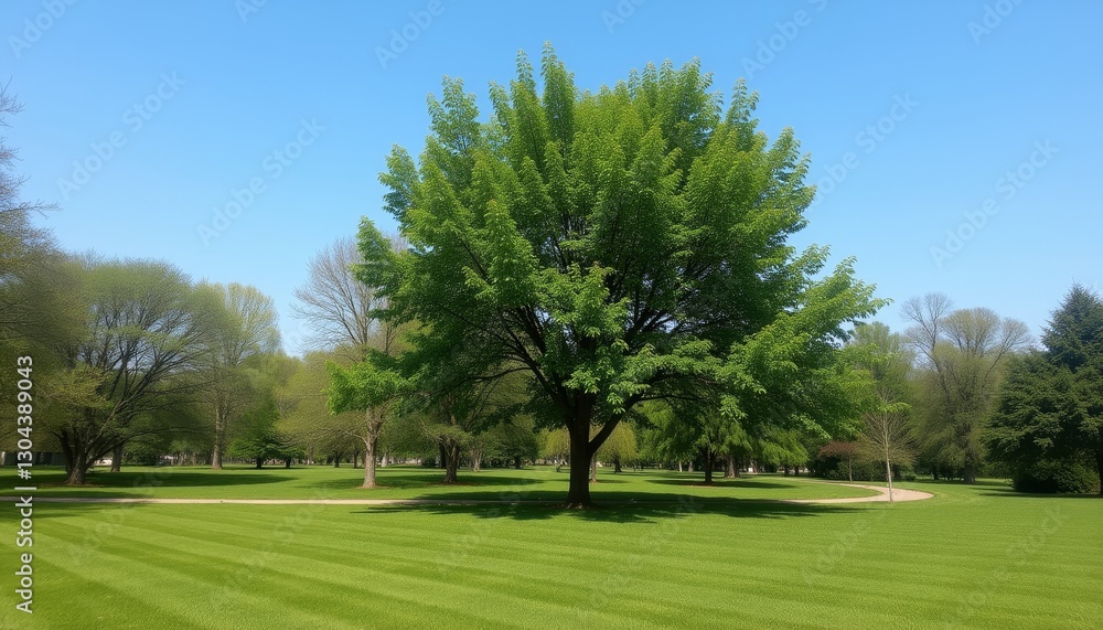 Lush Green Tree on a Sunny Golf Course Lush Green Tree on a Sunny Golf Course