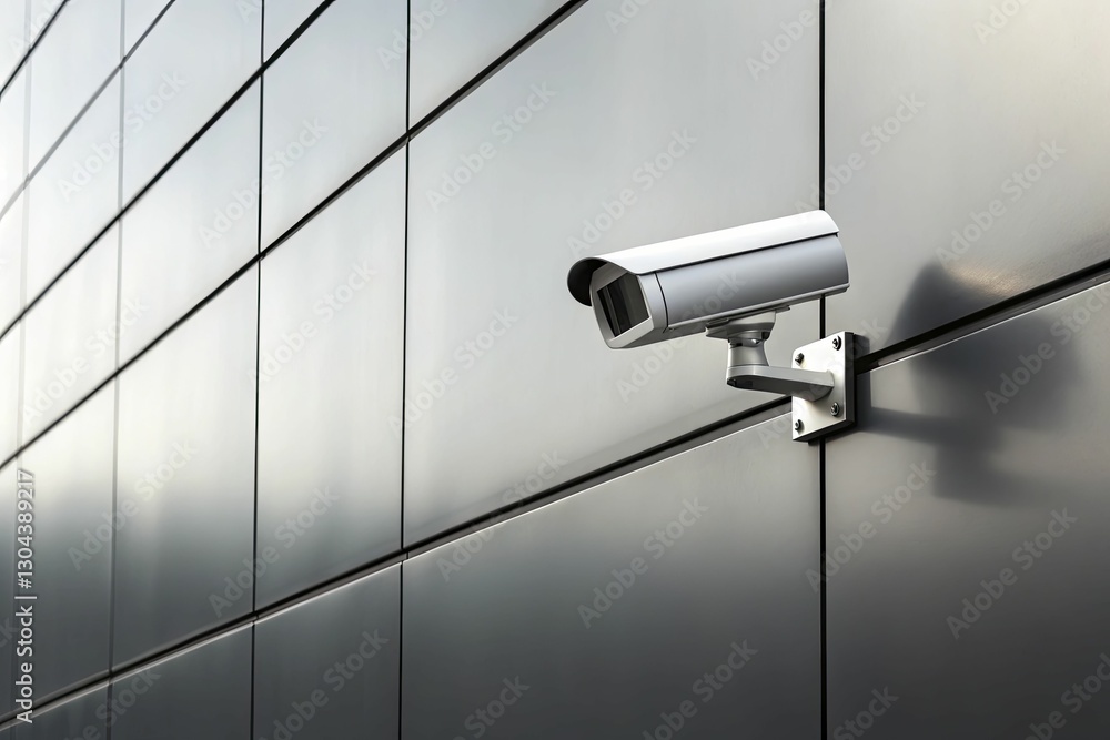 A sleek, modern render of a safety camera mounted on a streamlined industrial wall, captured with crisp clarity and minimalistic design.