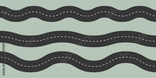 Winding asphalt road vector illustration