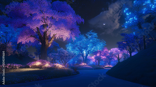 Mystical Night – Glowing Sakura Fantasy