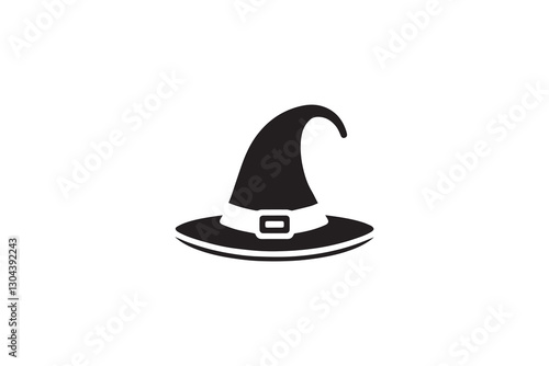 Witch hat black color vector silhouette illustration isolated in white background
