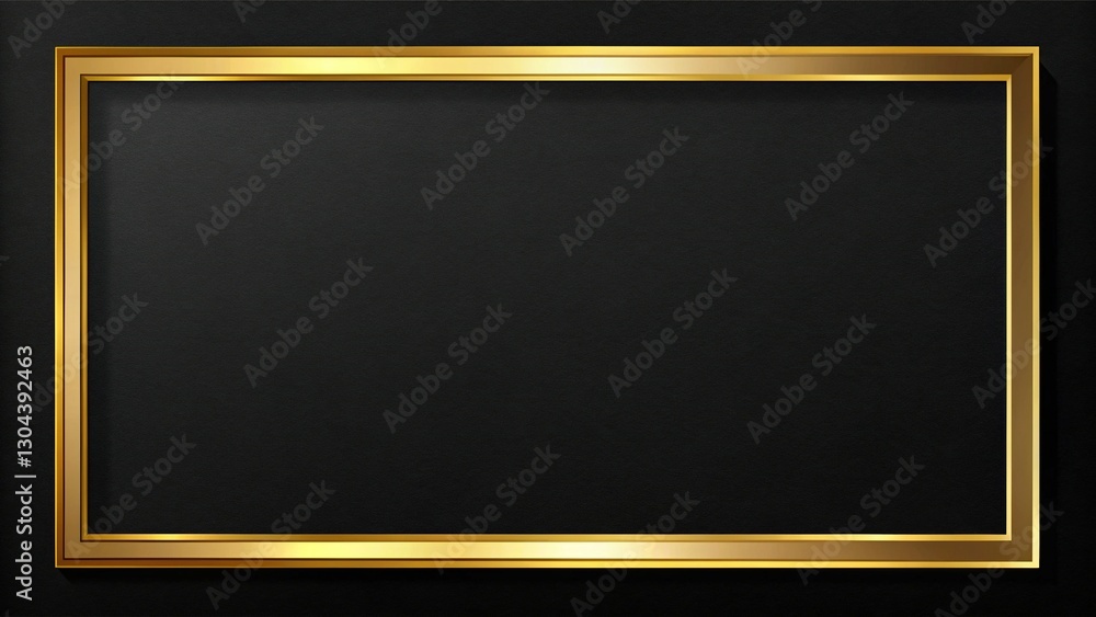 Elegant Black Matte Background with Gold Frame - Luxury Mockup Stock Photo Elegant Black Matte Background with Gold Frame - Luxury Mockup Stock Photo