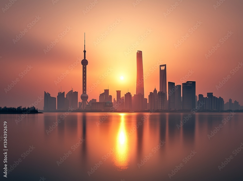 Before sunset, the Blur City building stands with a reflective water body in the foreground Before sunset, the Blur City building stands with a reflective water body in the foreground