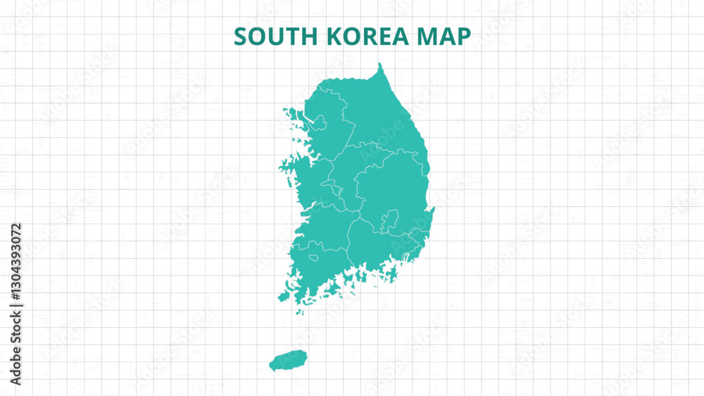 Fototapeta premium A Map highlighting South Korea Map, South Korea modern map with Grey Color Hi detailed Vector, geographical borders